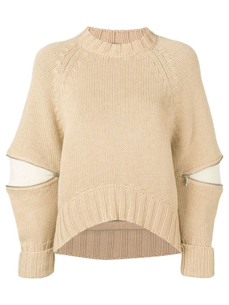 Alexander McQueen bulging sleeve knitted sweater - Neutrals