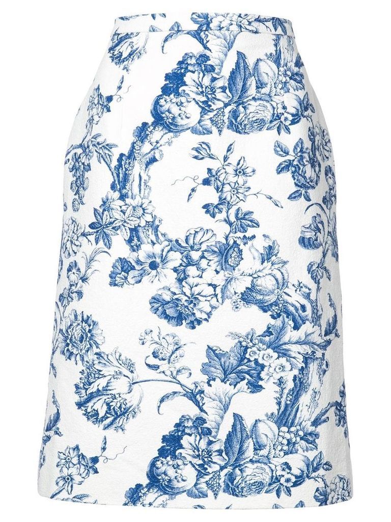 Oscar de la Renta floral print midi skirt - White