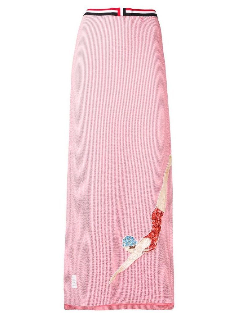 Thom Browne Sequin Icon Seersucker Slip Skirt - Pink
