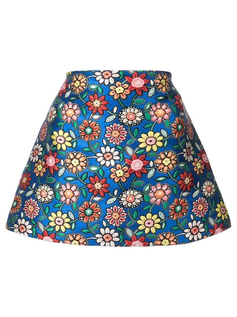 Alice+Olivia floral embroidery short skirt - Blue
