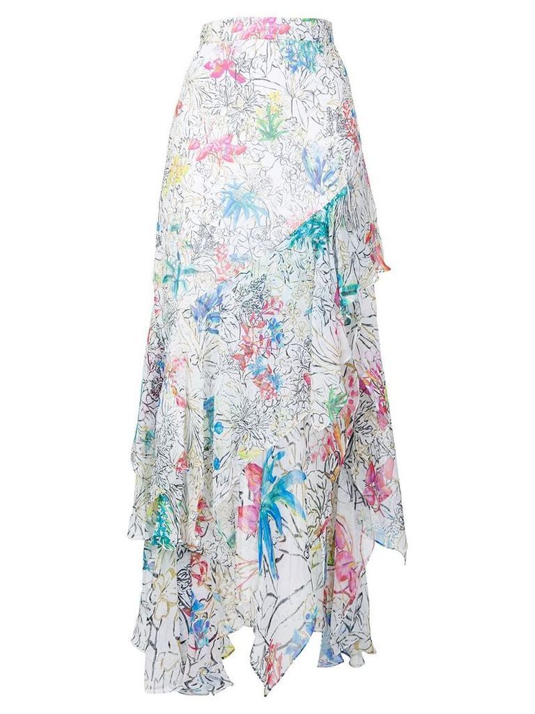 Peter Pilotto floral print ruffled skirt - White