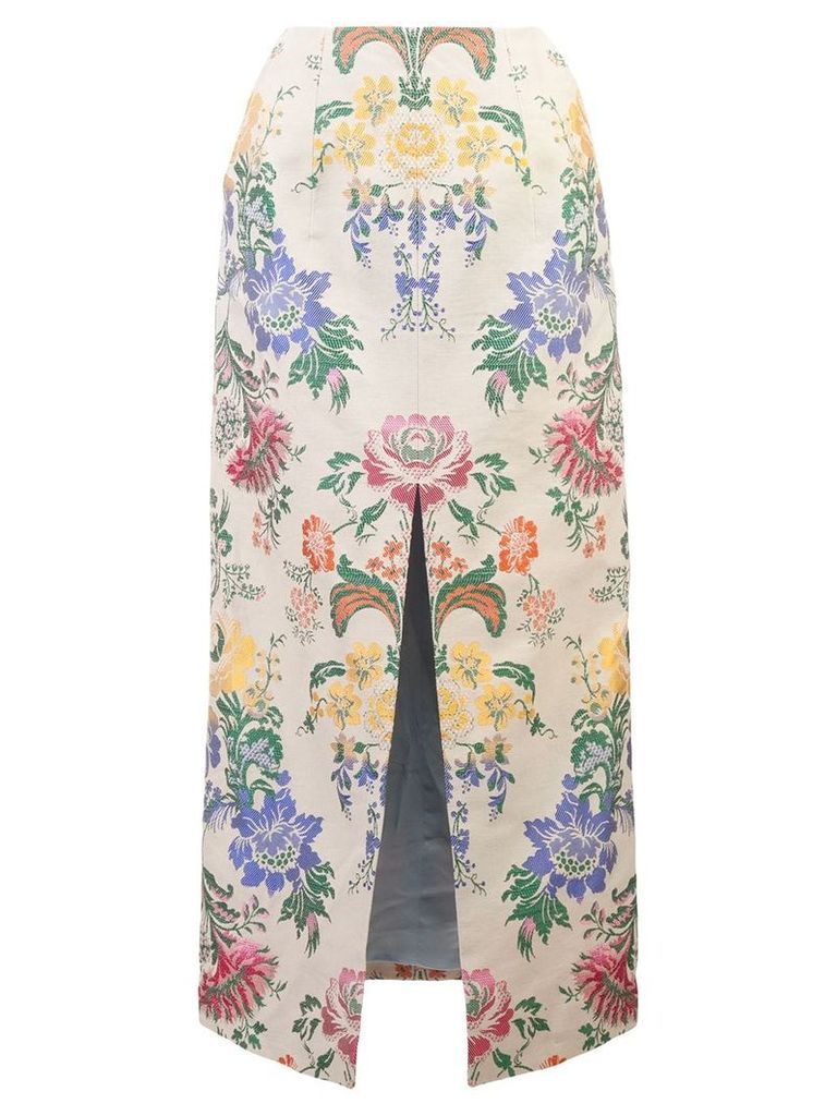 Carolina Herrera floral patterned straight skirt - Neutrals
