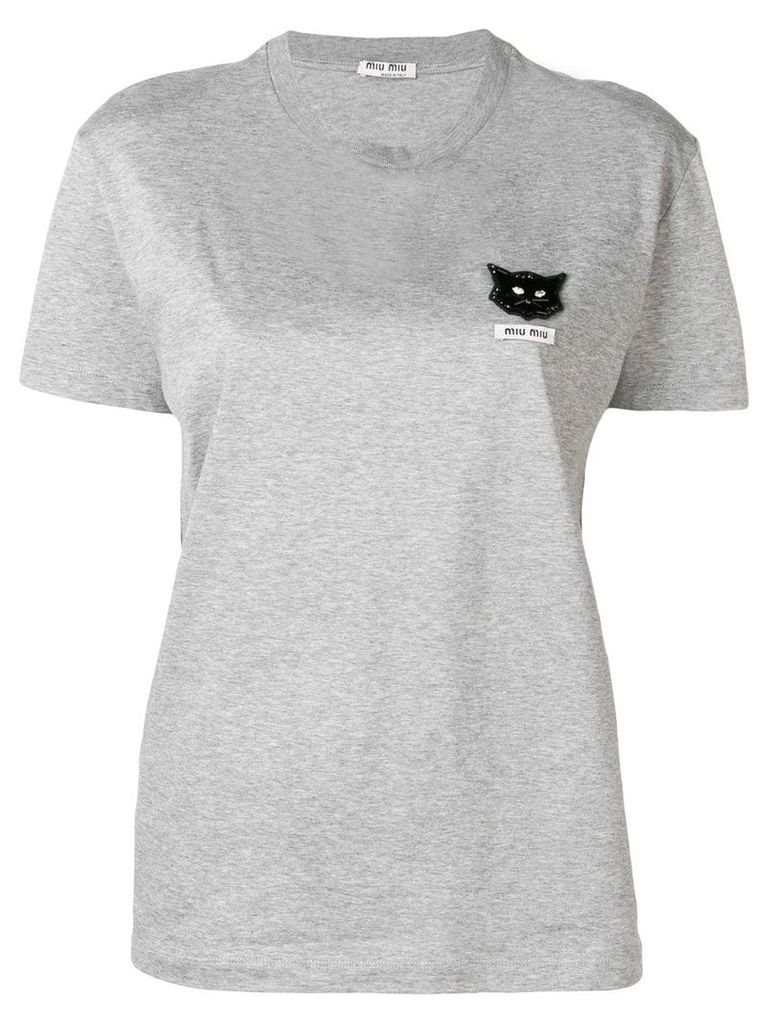 Miu Miu cat embellished T-shirt - Grey