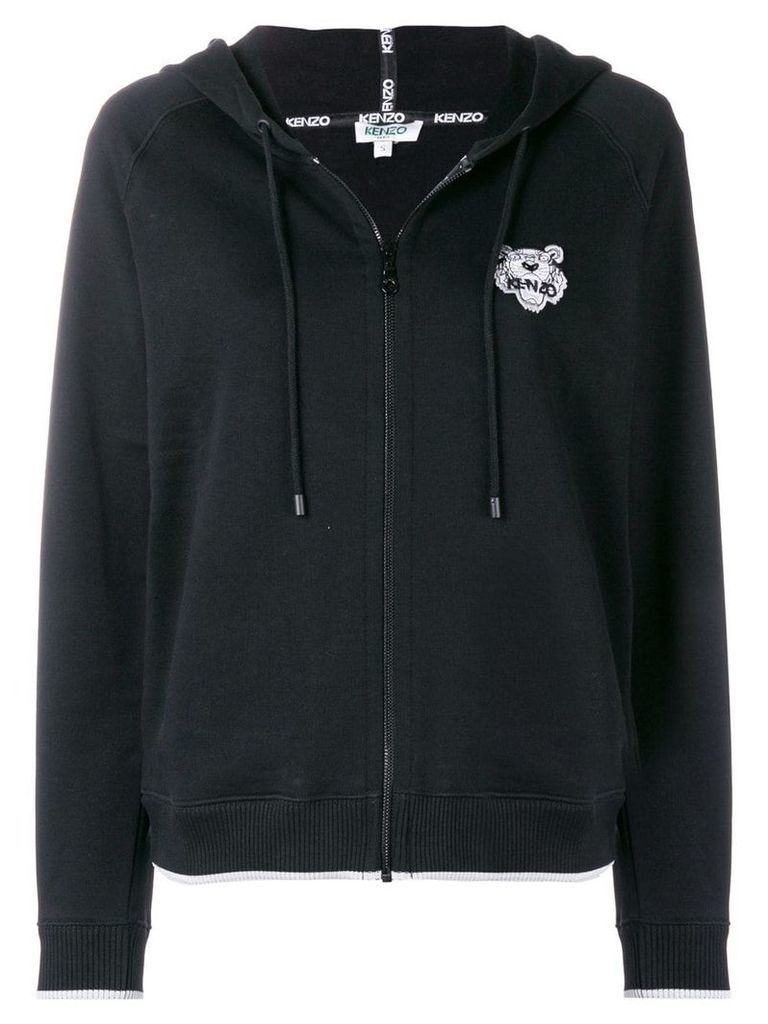 Kenzo zip front logo hoodie - Black