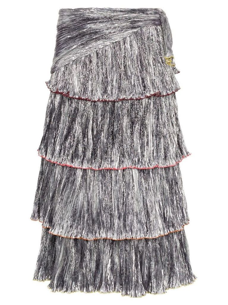 Rosie Assoulin High-Waisted Tiered Skirt - Metallic