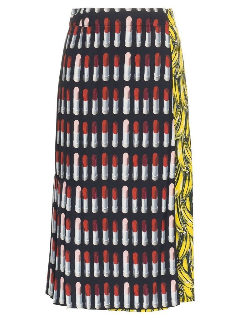 Prada lipstick banana-print skirt - Black
