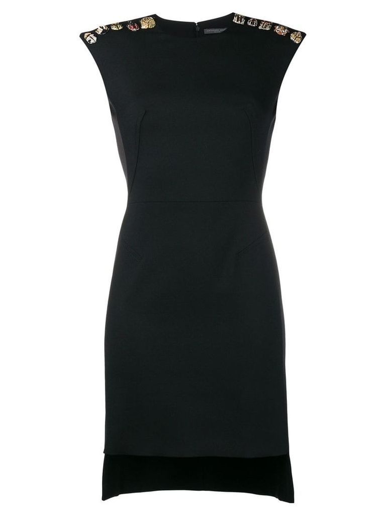 Alexander McQueen embroidered shoulder dress - Black