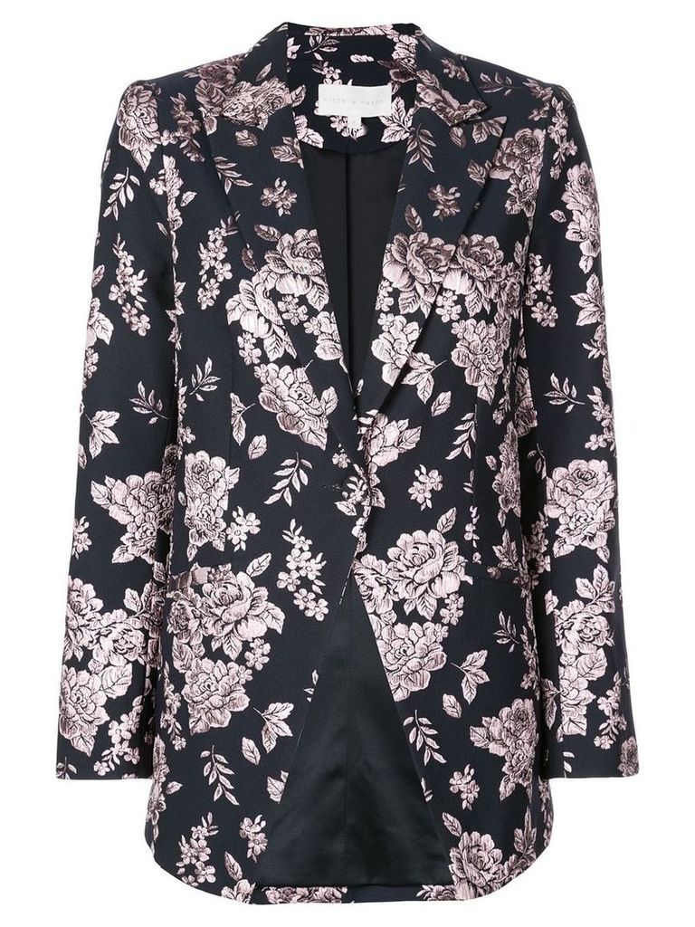 Michelle Mason boxy floral embroidered blazer - Black
