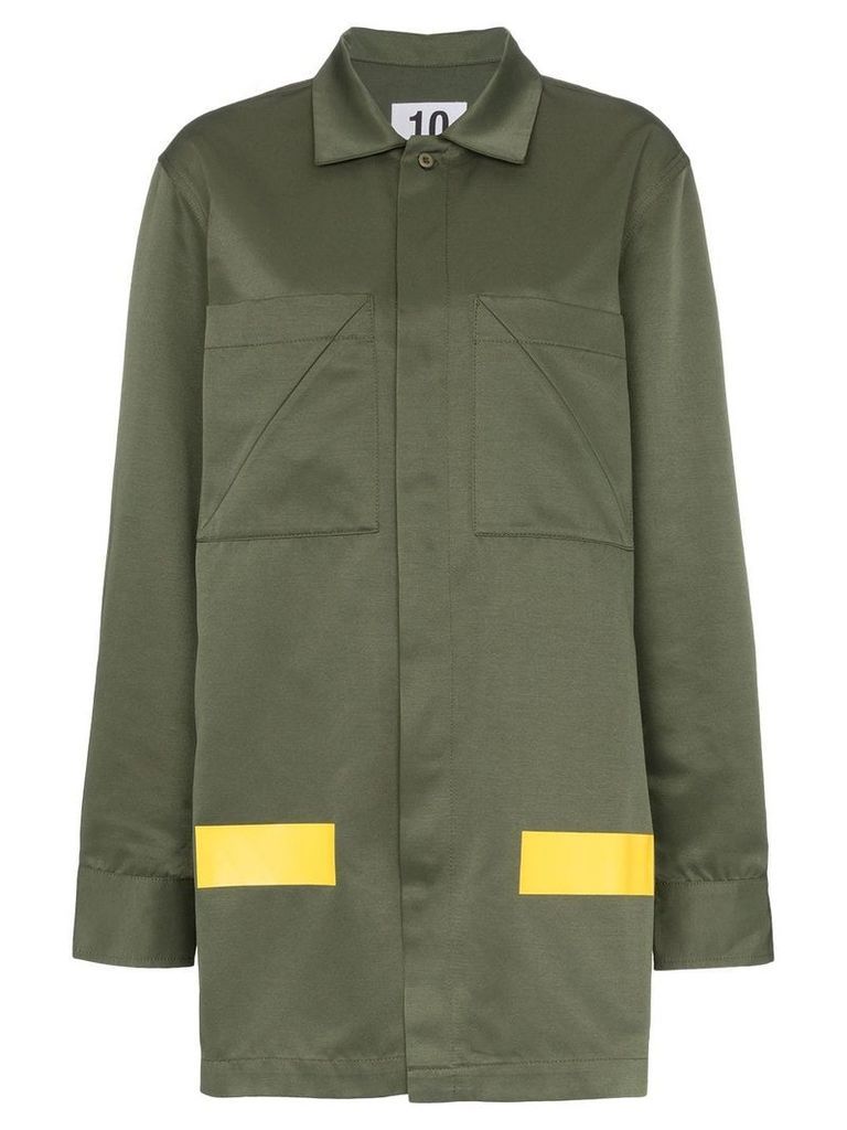 Ten Pieces patch pocket collared cotton blend army coat - Green