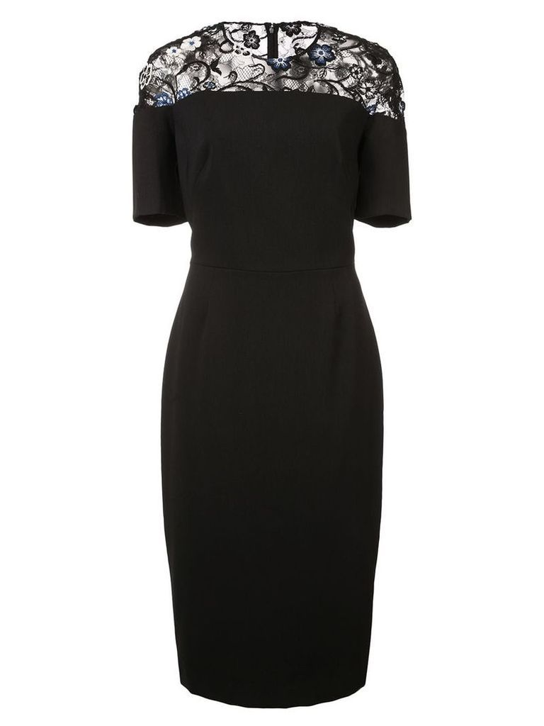 Lela Rose 3D embroidered sheath dress - Black
