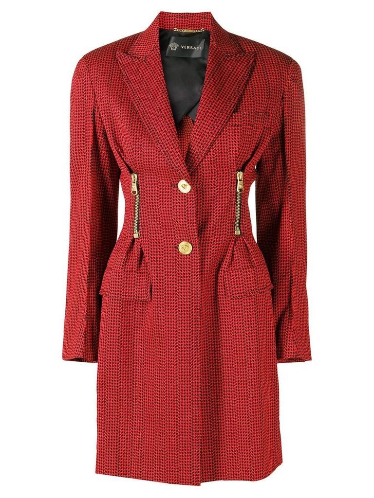 Versace patterned single breasted coat - Red