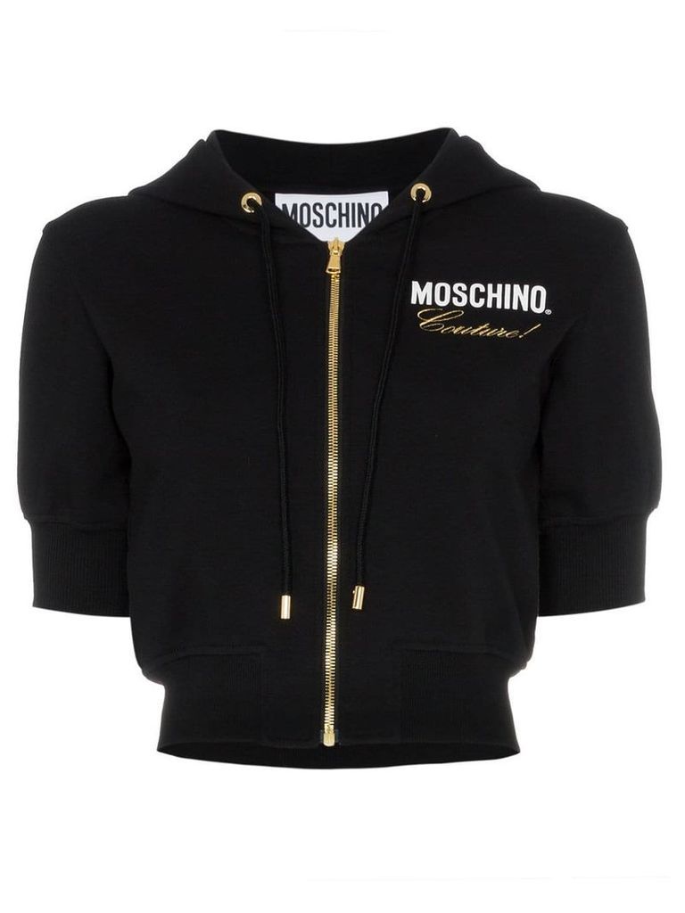 Moschino fitted cropped hoodie - Black