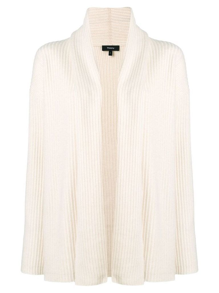 Theory ribbed open front cardigan - White