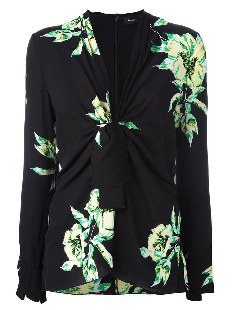 Proenza Schouler tie-front floral blouse - Black