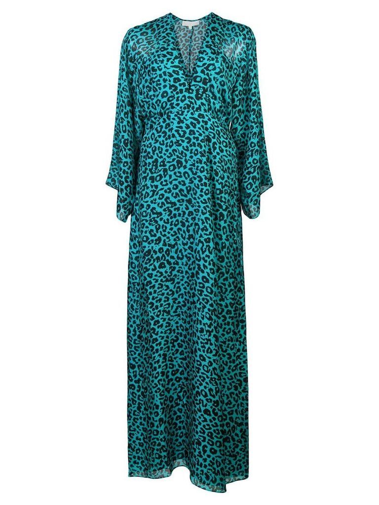 Michelle Mason leopard print plunge gown - Blue