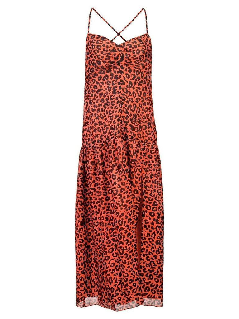 Michelle Mason leopard print midi dress - Red