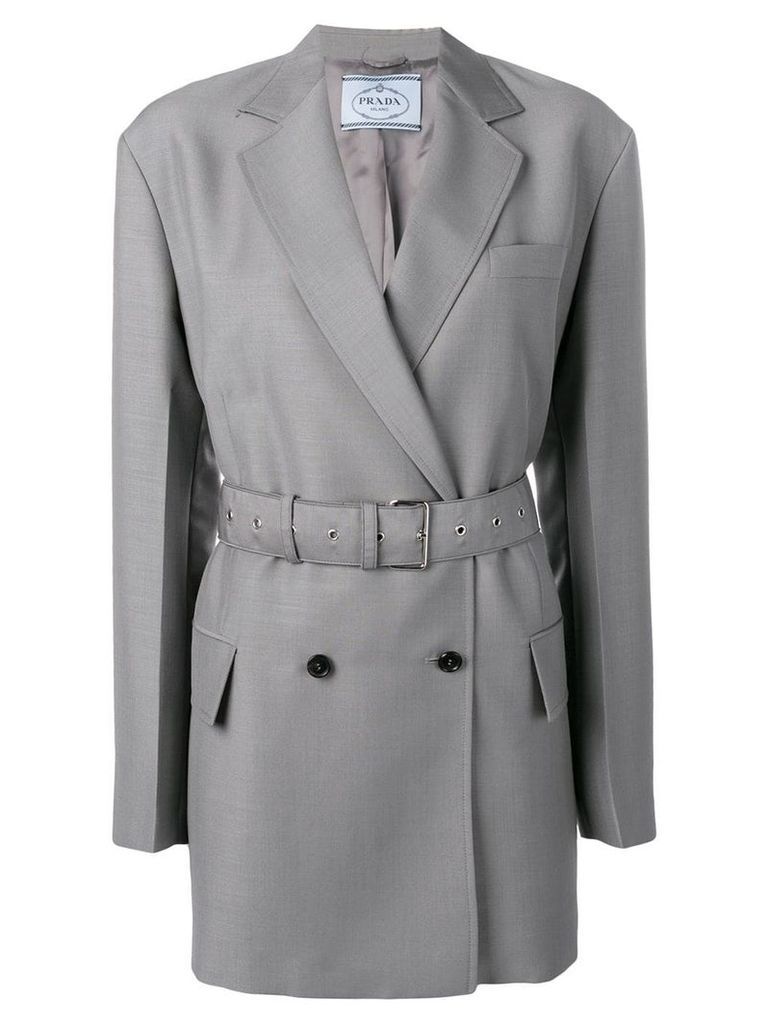 Prada double breasted belted jacket - Grey