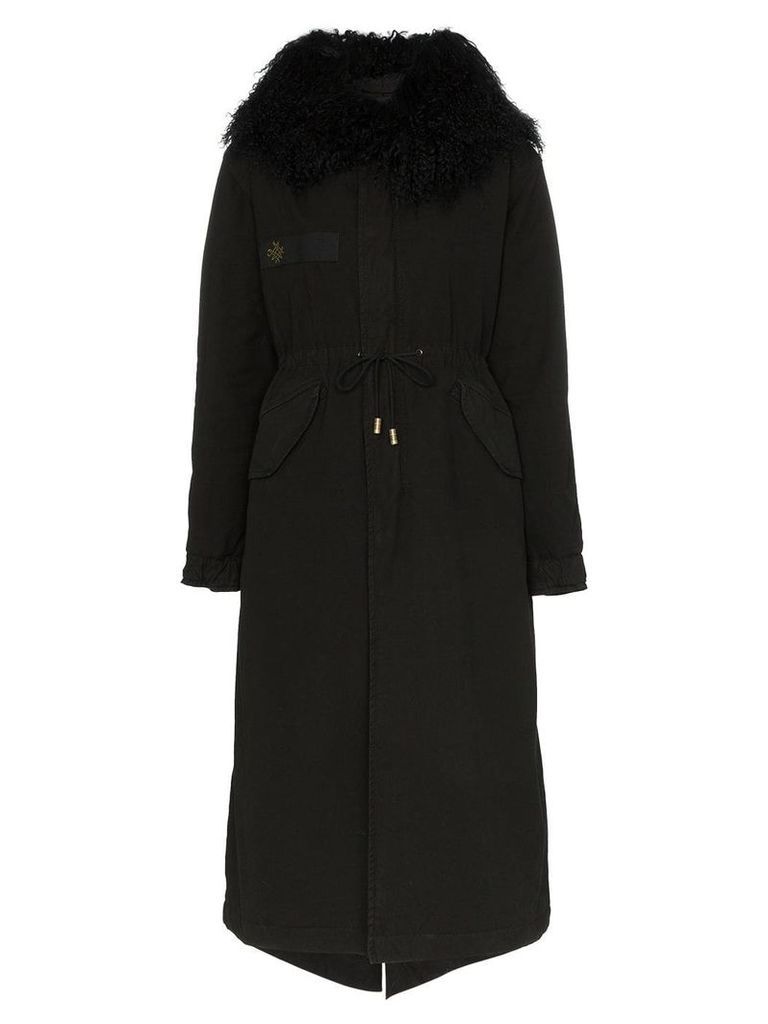 Mr & Mrs Italy hooded shearling parka coat - Black
