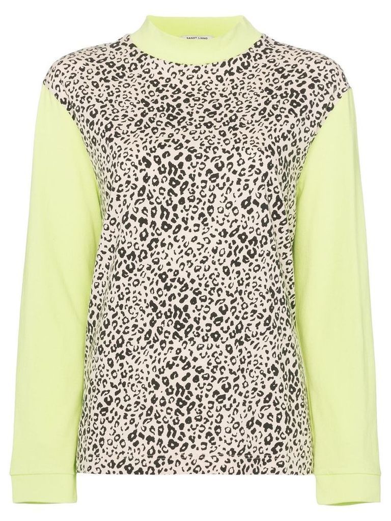 Sandy Liang lewis leopard and neon cotton sweatshirt - Brown