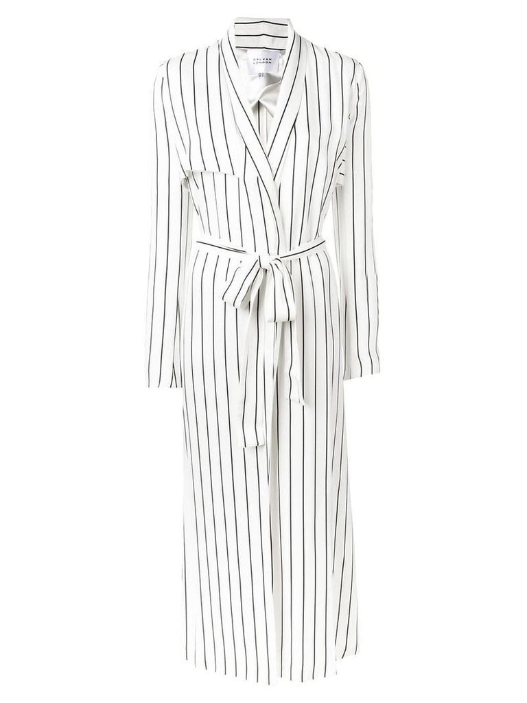Galvan long striped coat - White