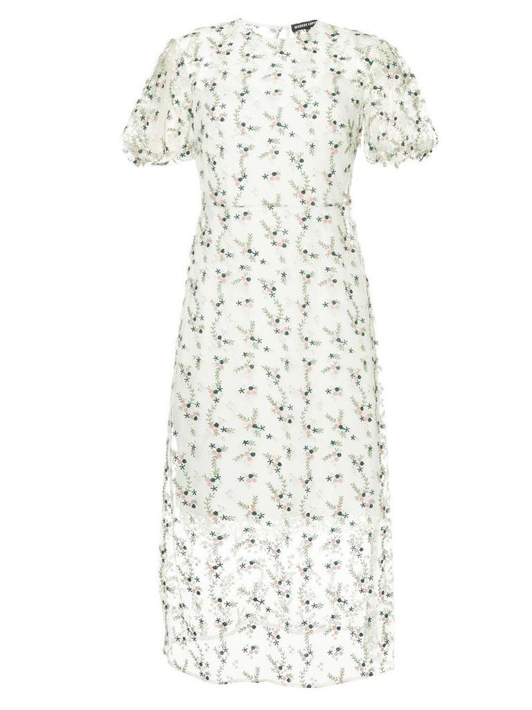 Markus Lupfer floral embroidered sheer dress - White