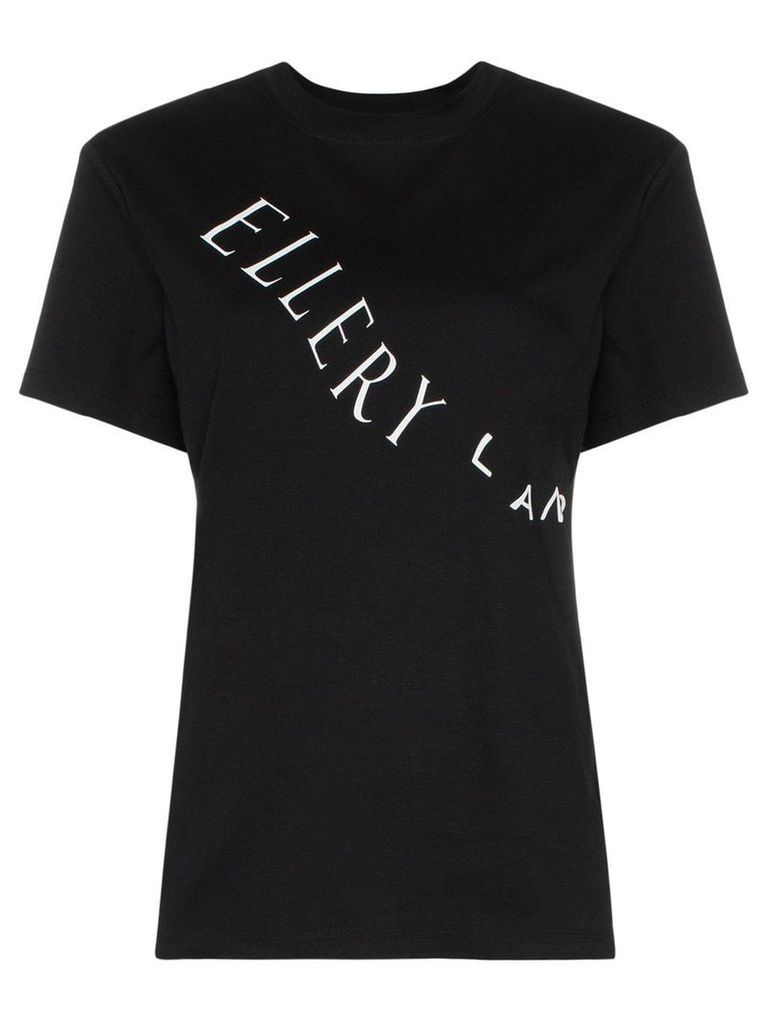 Ellery Paperknife warped logo print cotton t shirt - Black
