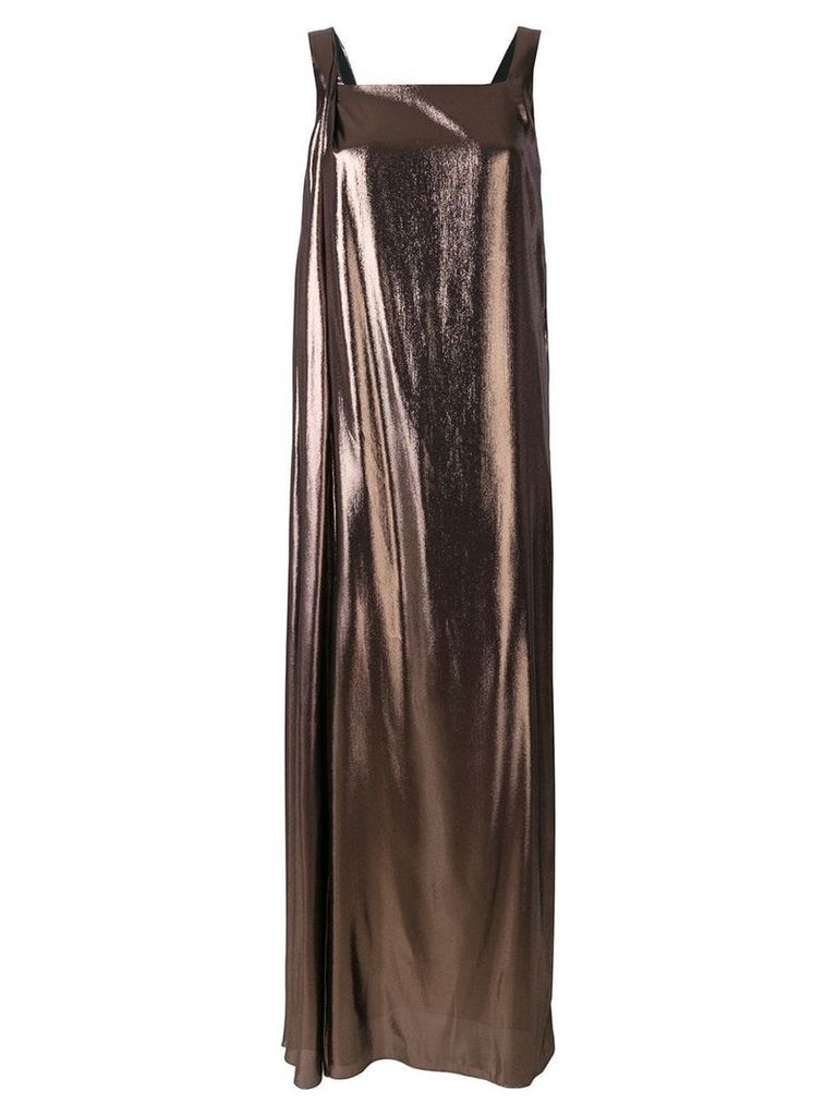 Alberta Ferretti metallic fluid dress - Brown