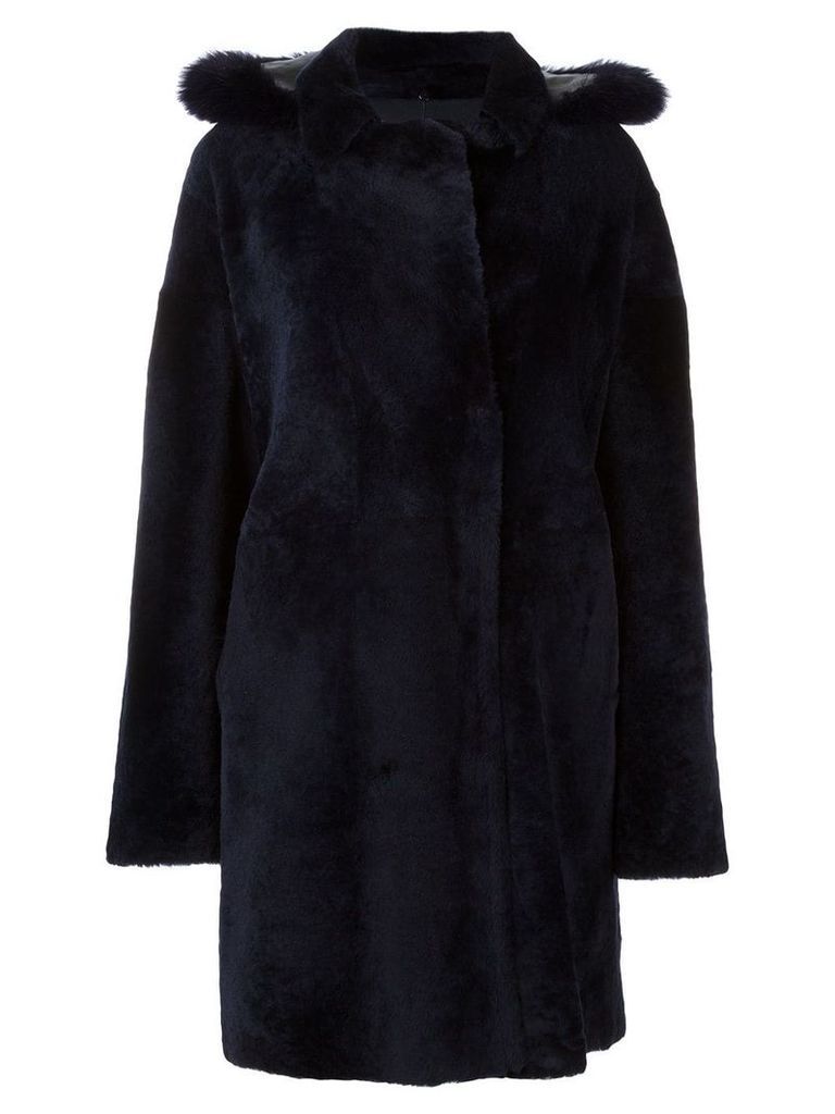 Guy Laroche double breasted fur coat - Blue