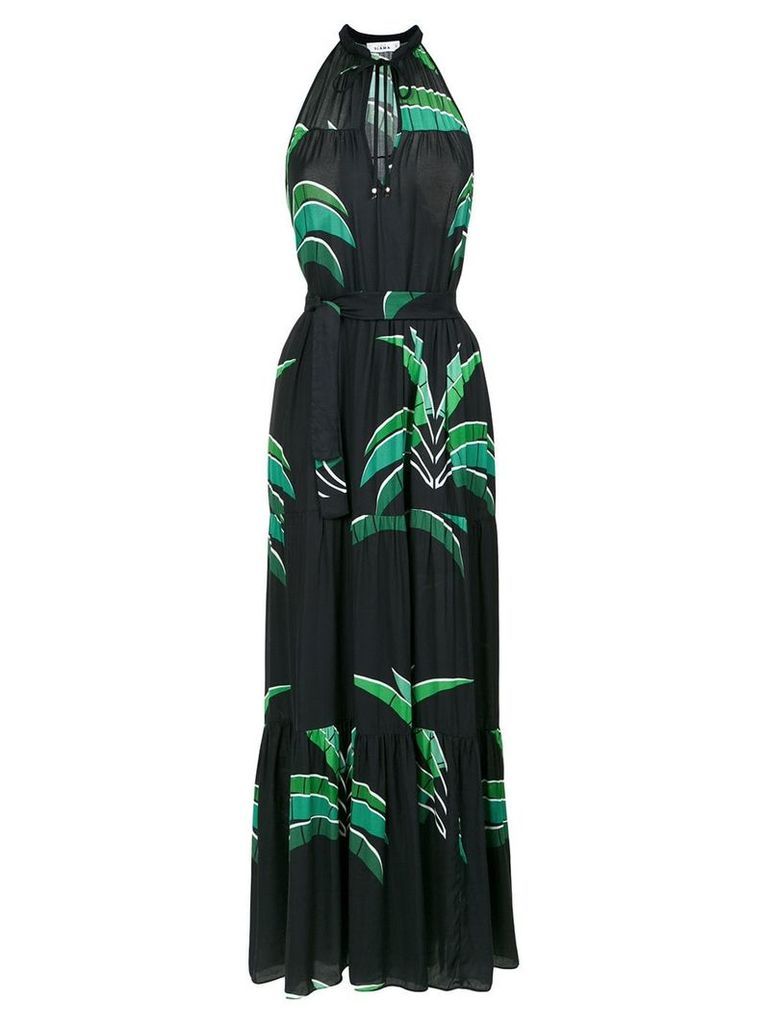 Amir Slama foliage print long dress - Black