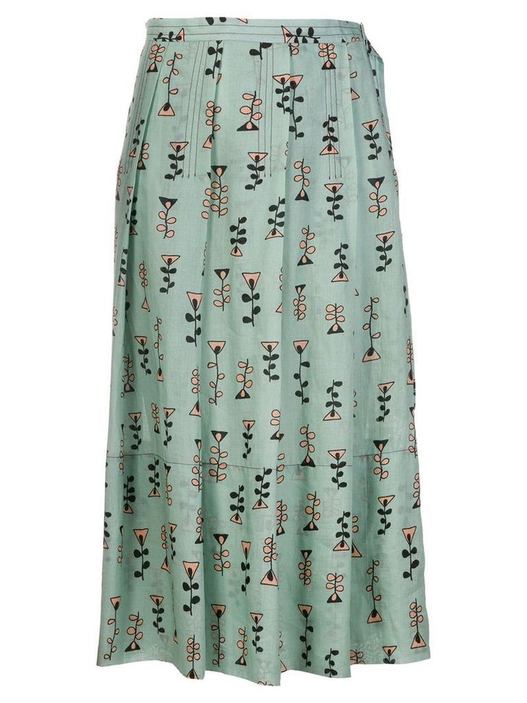Marni novelty print pleated skirt - Green