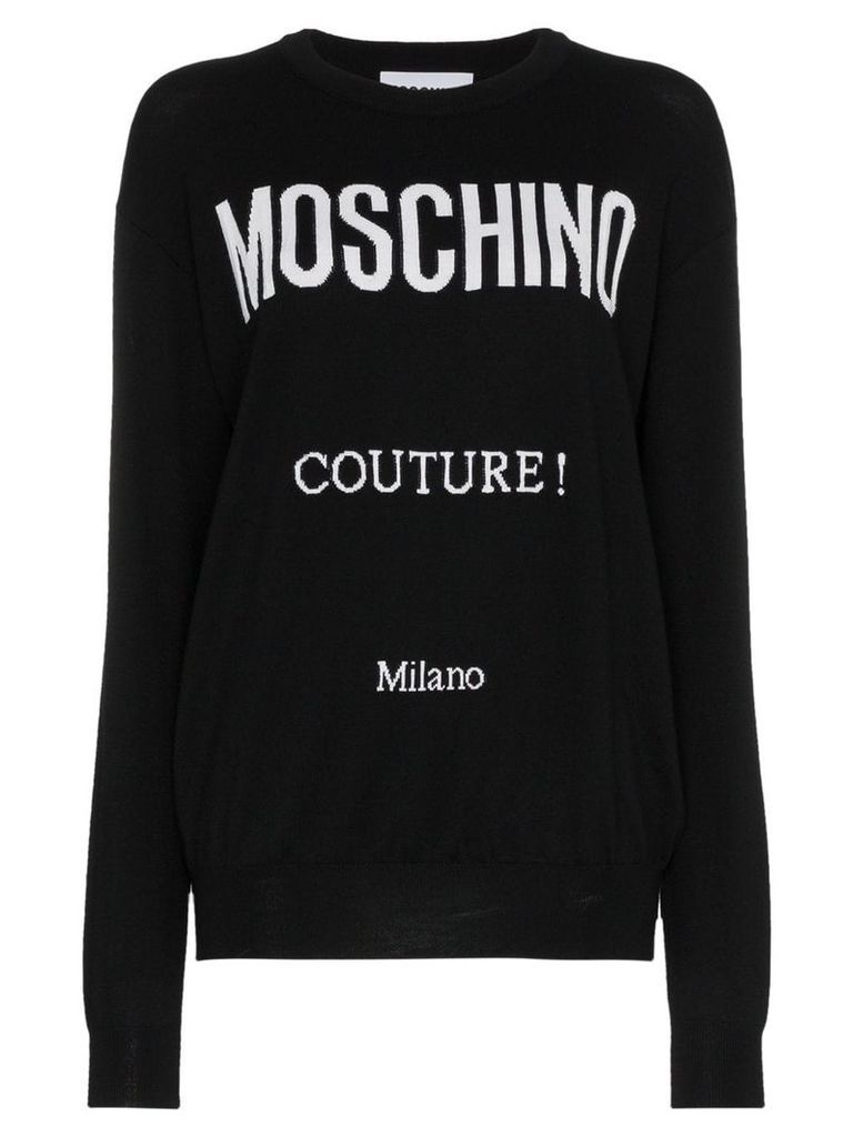 Moschino logo-knit crew-neck sweater - Black