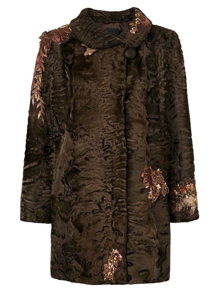 Liska sequin embroidery coat - Brown