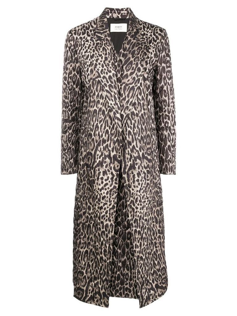 Ports 1961 leopard print quilted coat - Brown