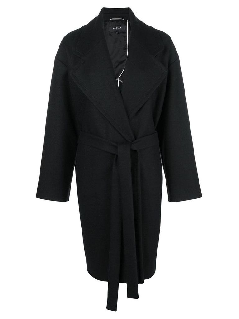 Rochas belted single-breasted coat - Black