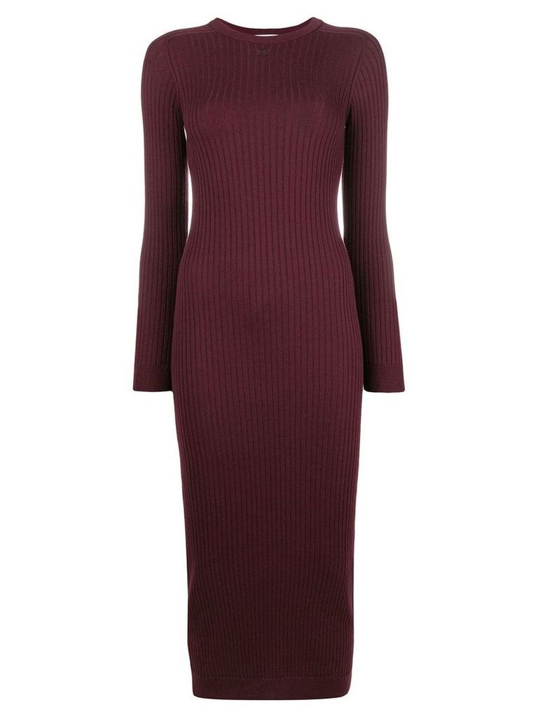 Courrèges rib knit fitted dress - Red