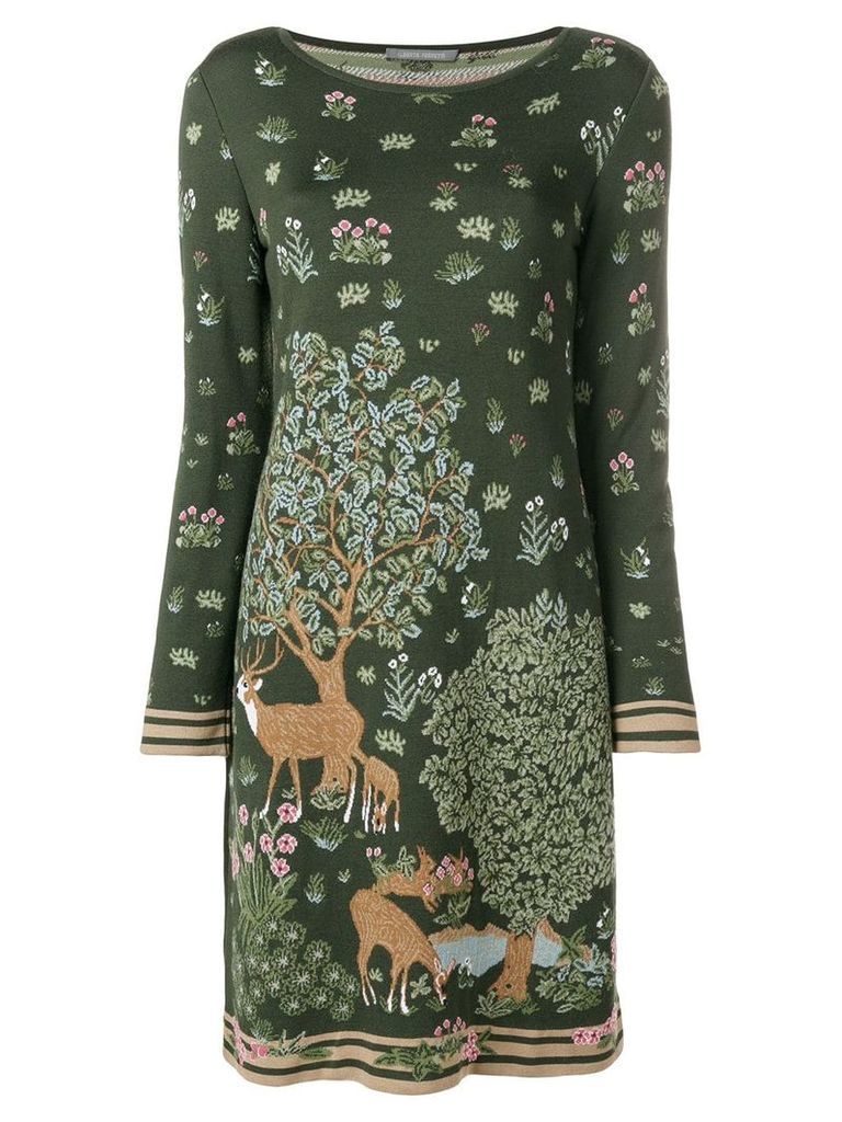 Alberta Ferretti deer intarsia knit dress - Green