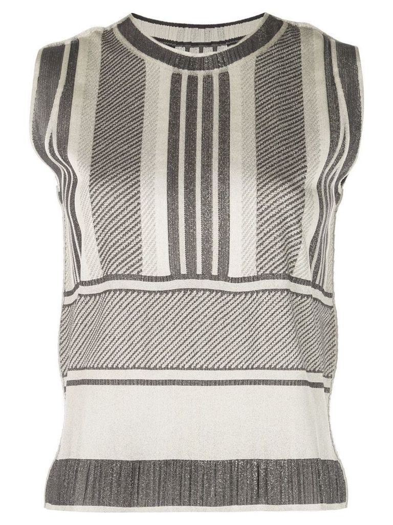Pleats Please By Issey Miyake sleeveless striped top - Grey