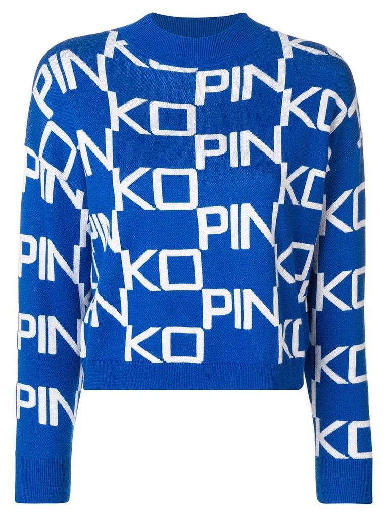 Pinko logo funnel neck sweater - Blue
