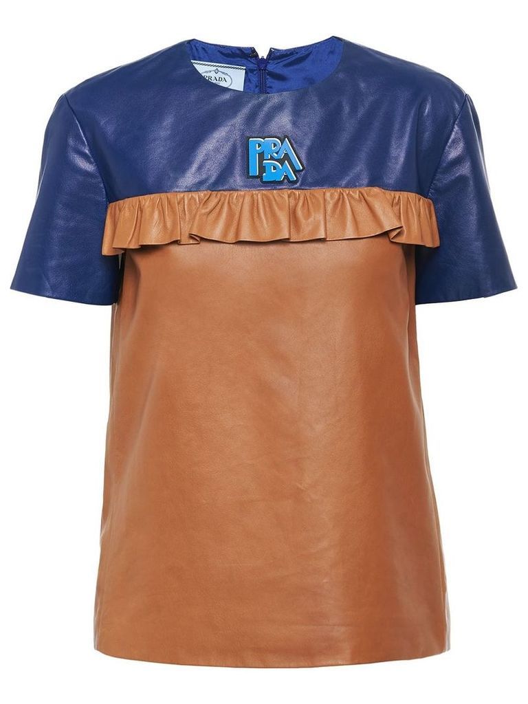 Prada ruffle detail T-shirt - Brown