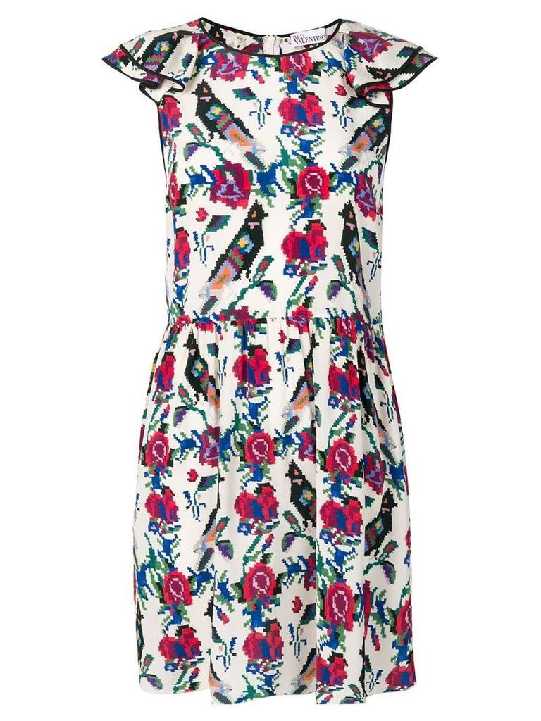 Red Valentino patterned dress - White