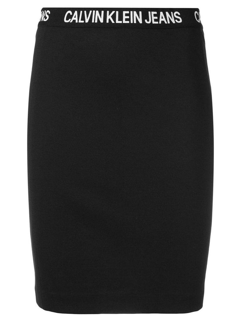 Calvin Klein Jeans logo band pencil skirt - Black