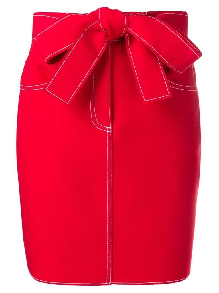 MSGM stitching detail belted skirt - Red