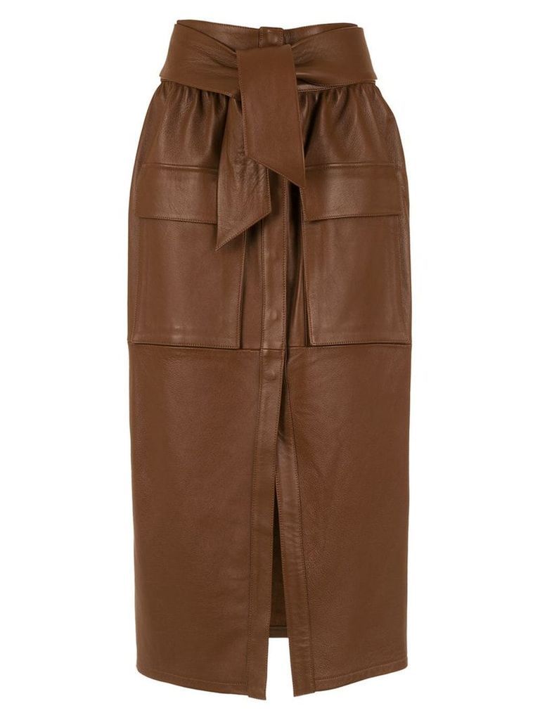 Cruise leather midi skirt - Brown