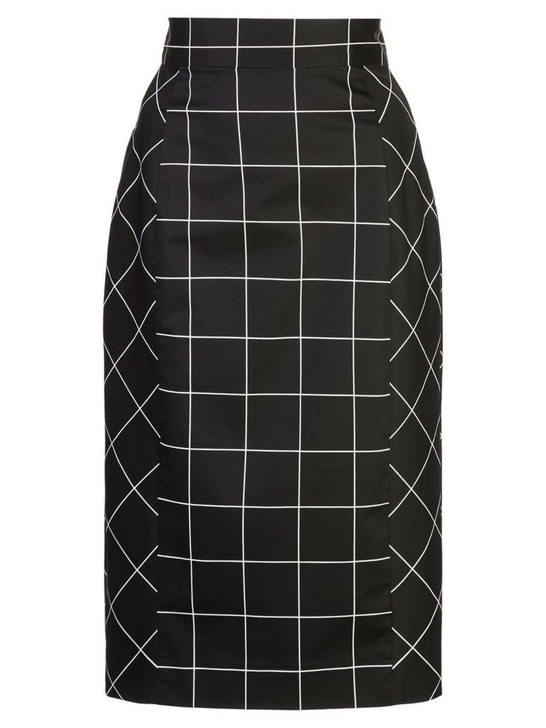 Milly grid print pencil skirt - Black