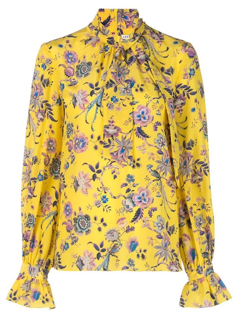 Les Reveries floral tied neck blouse - Yellow