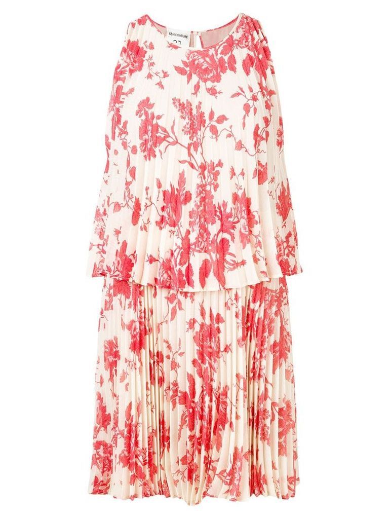 Semicouture floral print pleated dress - Neutrals