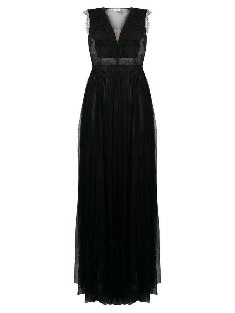 Elisabetta Franchi lace insert evening dress - Black