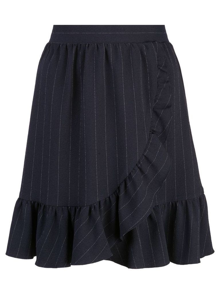 Ganni pin stripe ruffled skirt - Blue