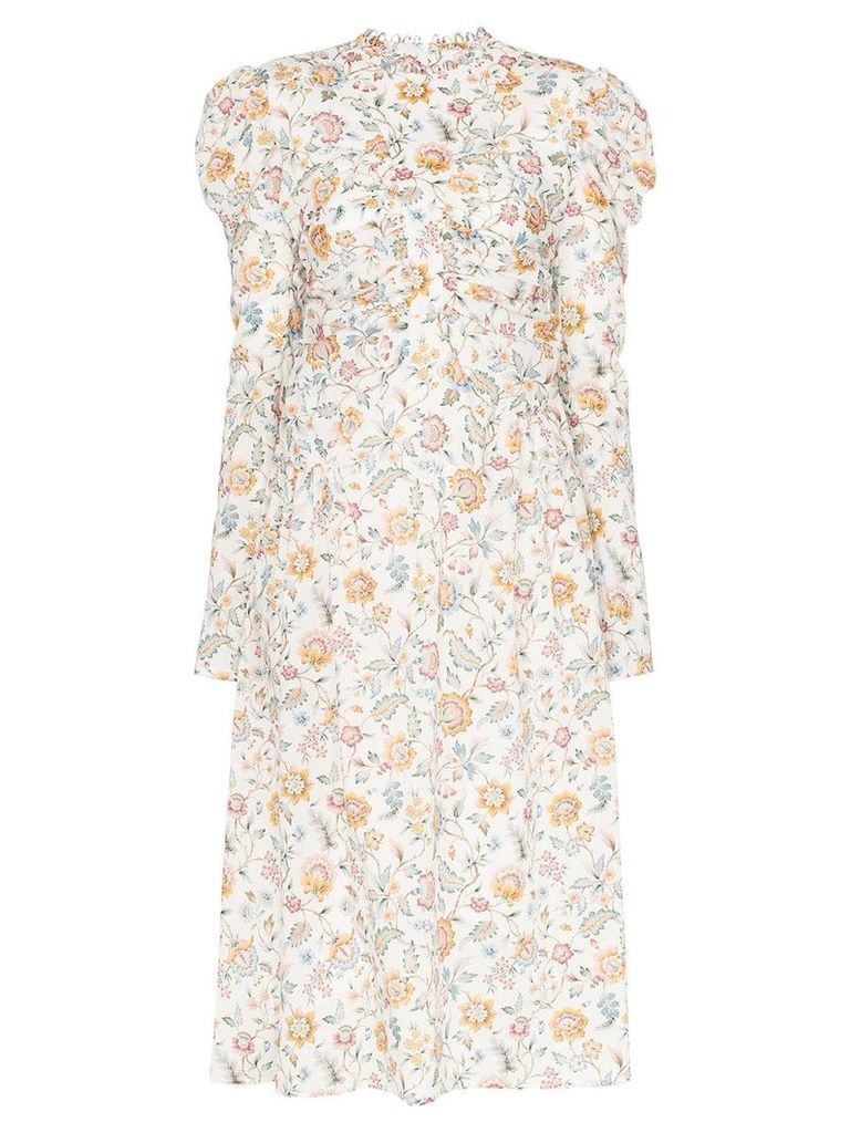 Wright Le Chapelain Liberty floral print poof shoulder dress - White