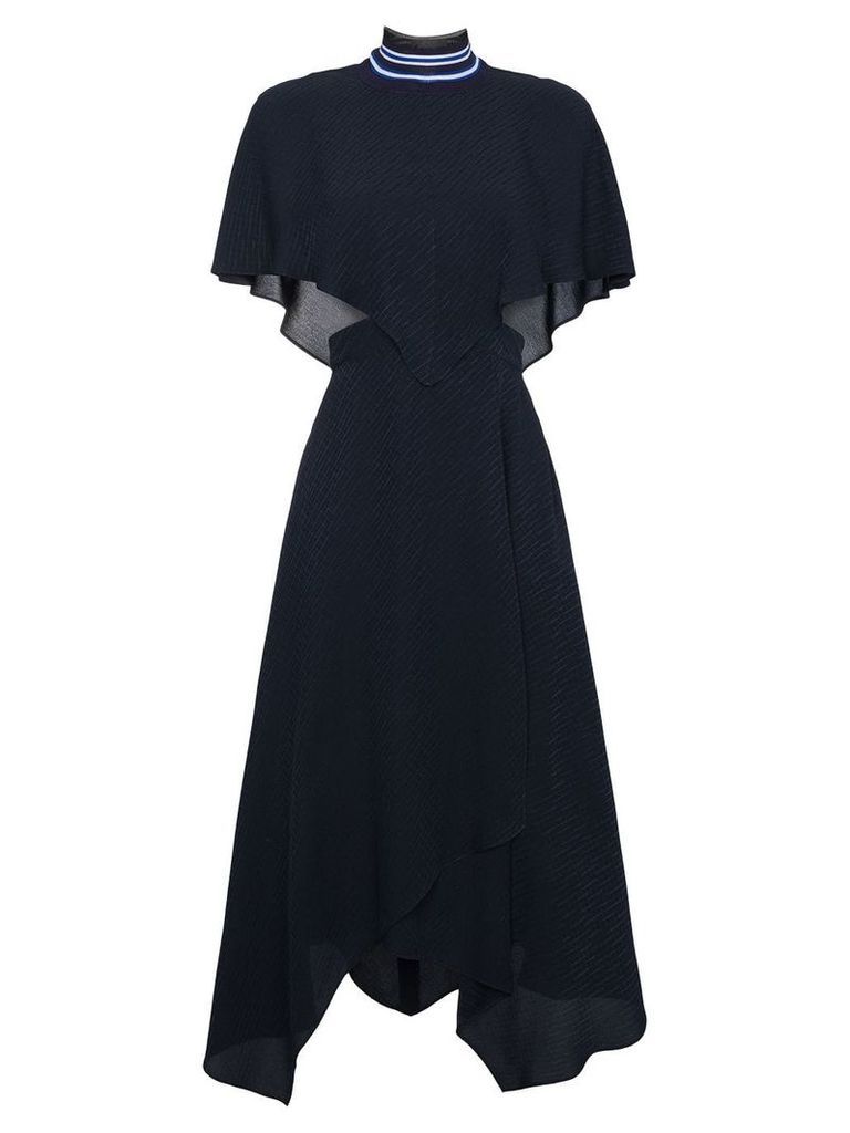 Fendi sleeveless crosshatch silk cape dress - Blue
